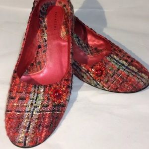 Parallel Tweed Plaid Red Pumps Heels 10M